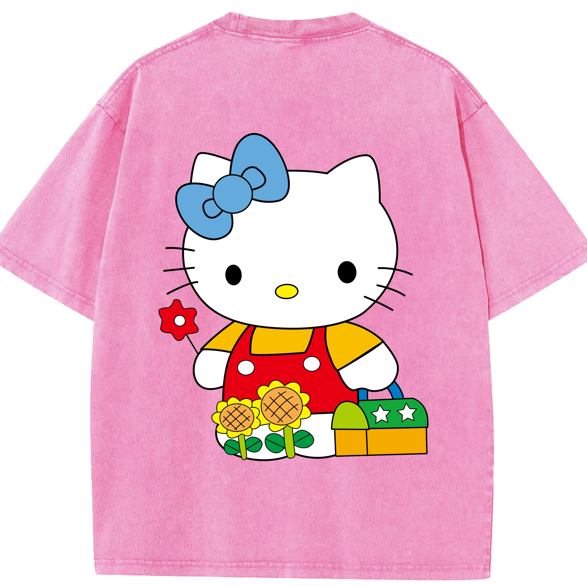 （画像用） Hello Kitty ハローキティ 綿100% ヴィンテージ風 半袖Tシャツ（背面プリント）